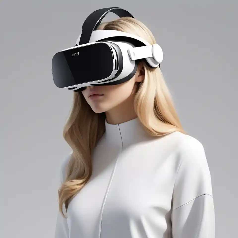 Ai generated image of woman using VR headset